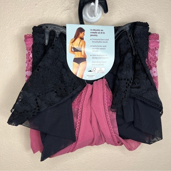 NEW 3X ADORE ME PINK BLACK SET OF 2 PAYAL CHEEKY  PLUS GOFT NWT LINGERIE - Picture 3 of 8